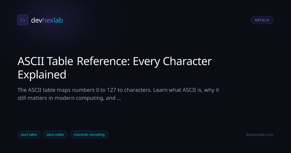 ASCII Table Reference: Every Character Explained | DevHexLab