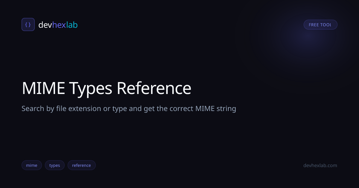 MIME Types Reference: Free Online Tool | DevHexLab | DevHexLab