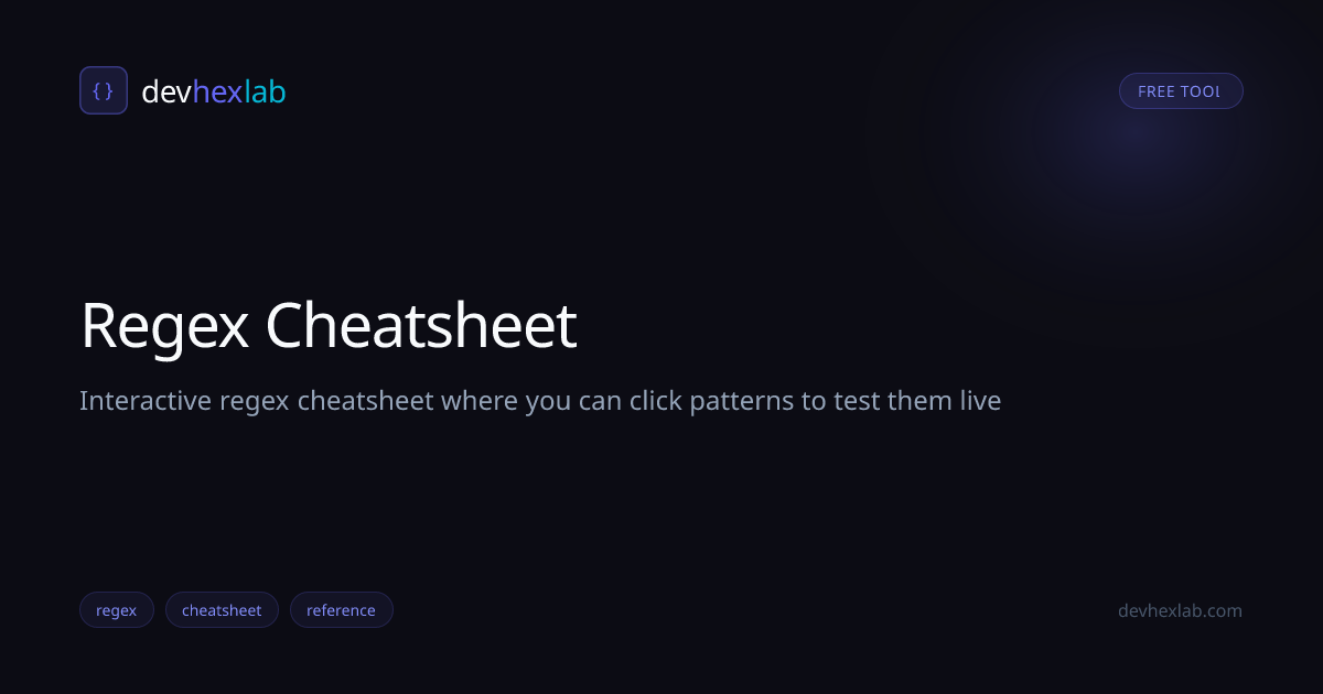Regex Cheatsheet: Free Online Tool | DevHexLab | DevHexLab